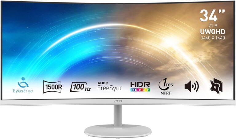 Monitor i lakuar MSI PRO MP341CQW / 34" UWQHD AG 100Hz VA 1ms MPRT Curved / HDMI, DP,2W Speaker / e bardhë