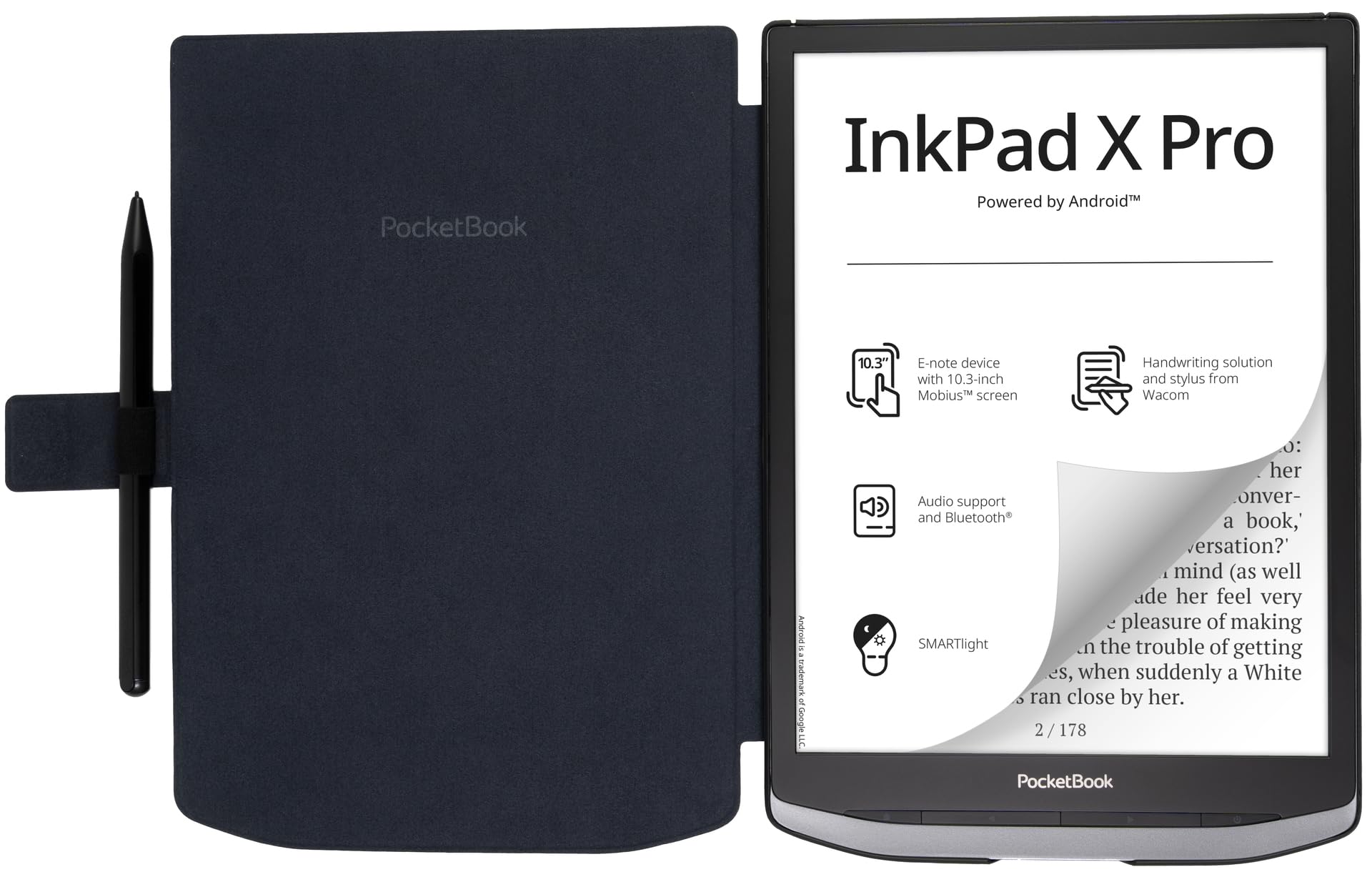 Aksesorë për tablet PocketBook Shell Cover për InkPad X – Blu e mbyllur