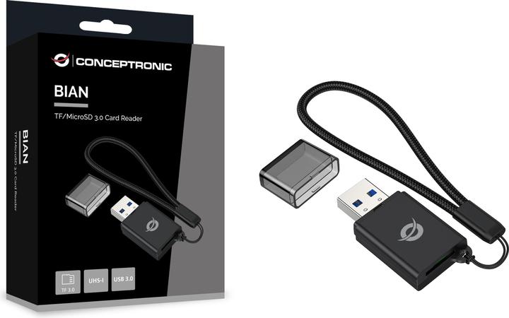 Adapter për Kartë memorie Conceptronic 4-in-1 Card Reader / USB-A 3.0 – Zezë