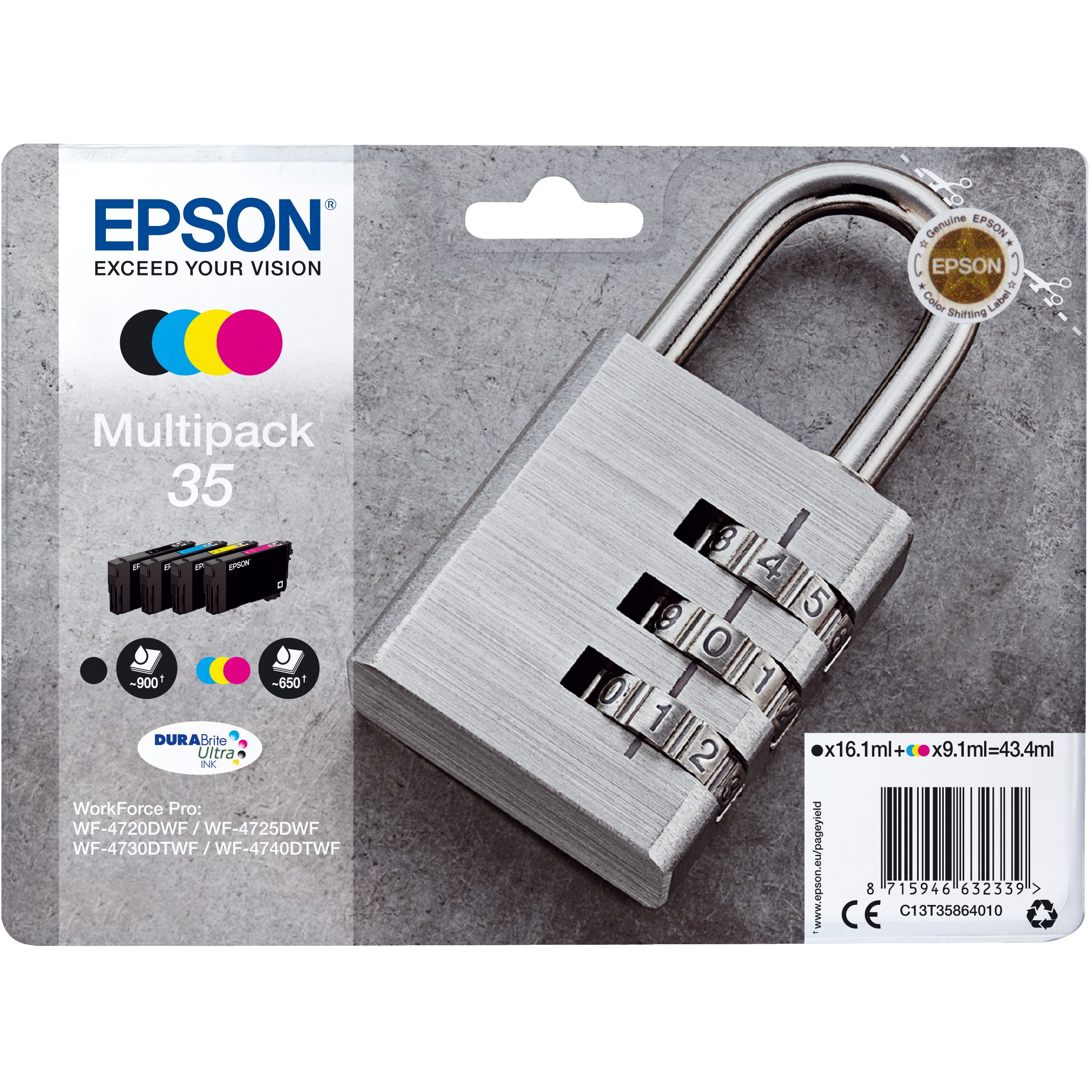INK / Epson / C13T35864010 / 650 faqe / 4er Multipack – Zezë-Blu-Rozë-Verdhë