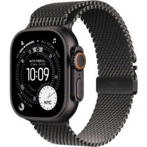 Apple Watch Ultra 3 Titanium Cellular 49mm Black with Black Titanium Milanese Loop – Medium