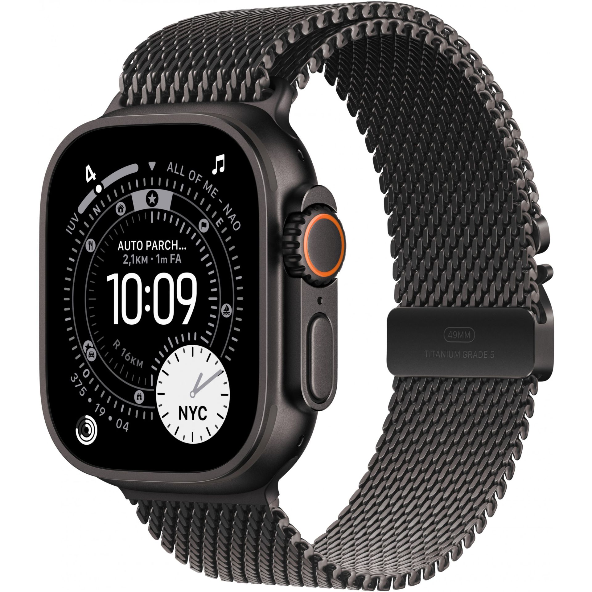Apple Watch Ultra 3 Titanium Cellular 49mm Black with Black Titanium Milanese Loop – Medium