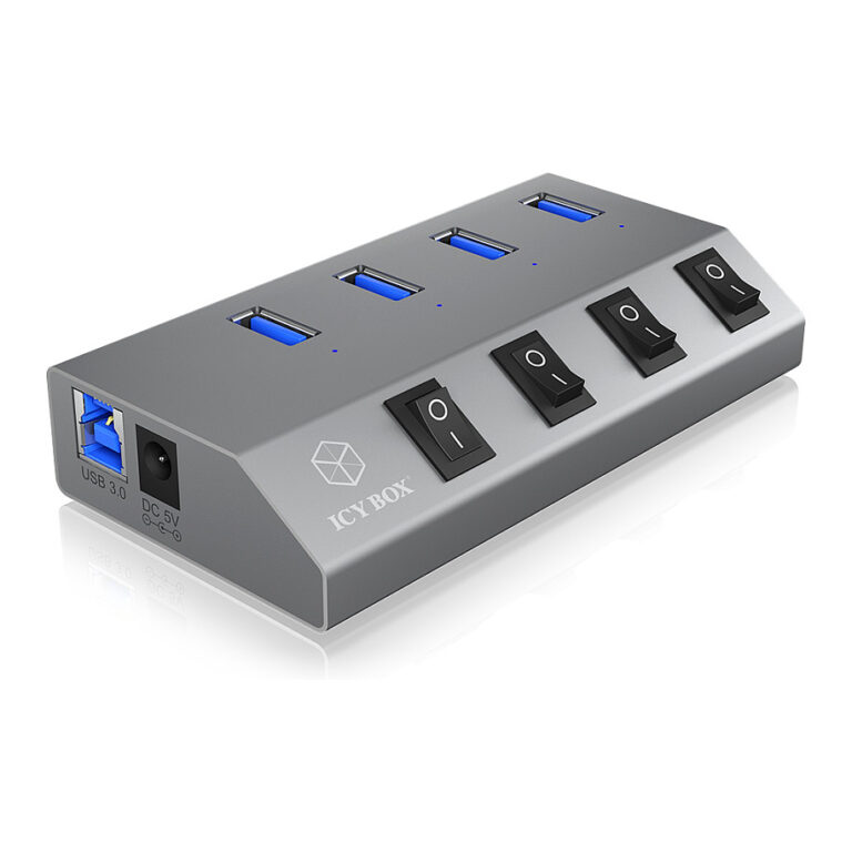 HUB ICY BOX USB 3.0 4x USB Type-A / On/Off Switch for Each Port