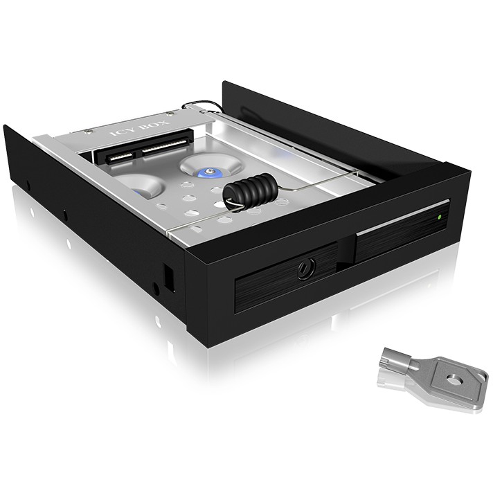 Aksesorë për disqe Anti-Vibration Hot-Swap Frame: 1× 2.5" SATA 6 Gb/s to 1× SATA host, trayless design, for 3.5" drive bay – ICY BOX