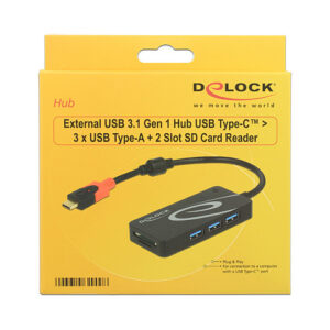 HUB Delock USB 3.0 USB Type-C 3-Port extern / 2 x SD Slot – Zezë 6
