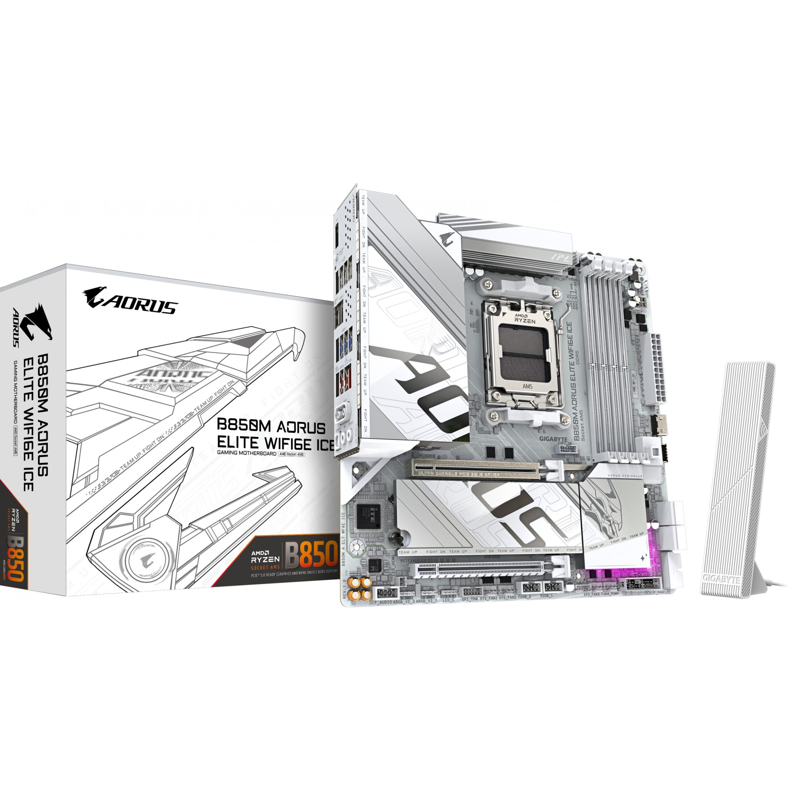 Pllakë Amë MB AMD AM5 Gigabyte B850M AORUS ELITE WF6E ICE