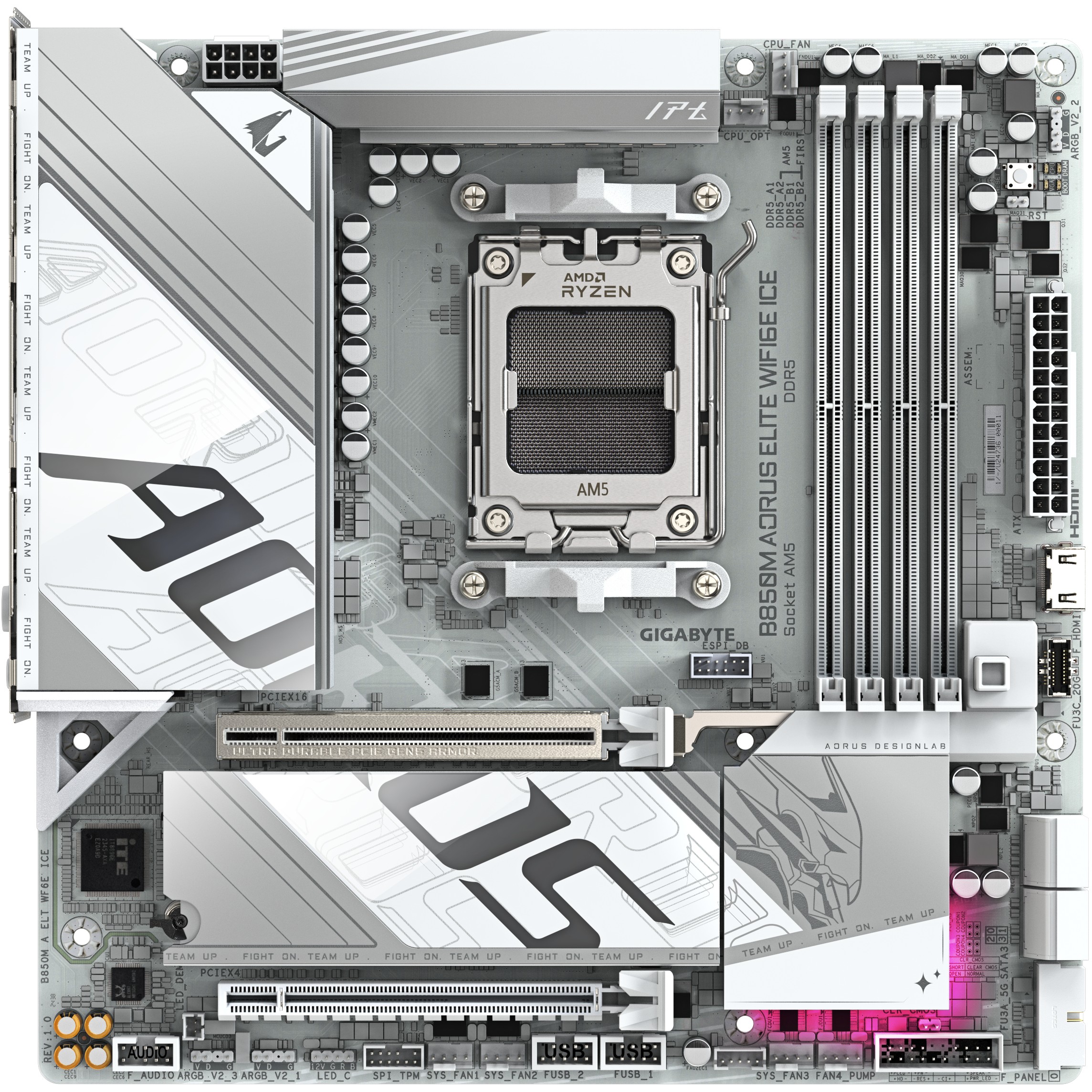 Pllakë Amë MB AMD AM5 Gigabyte B850M AORUS ELITE WF6E ICE - Figura 2