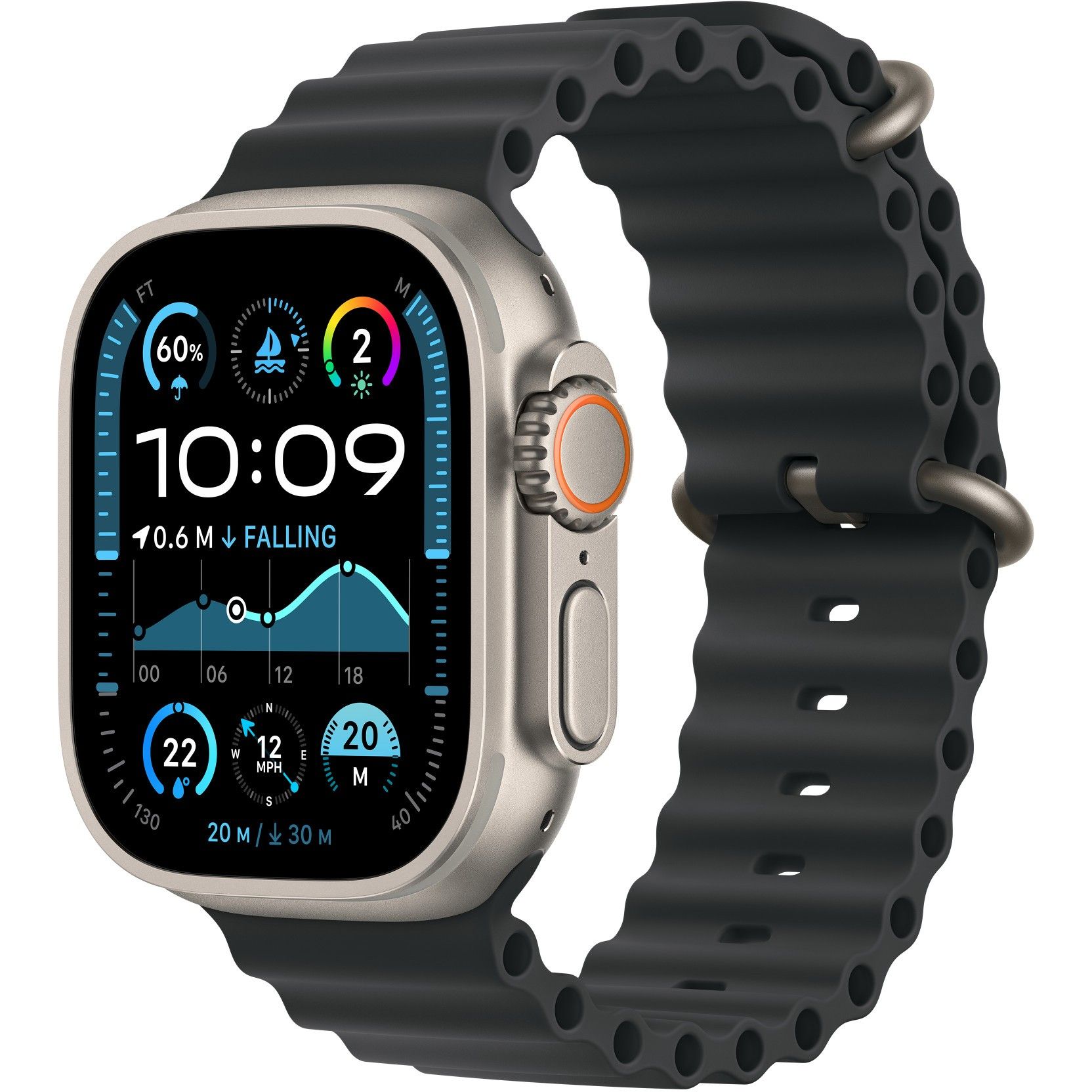 Apple 49mm Black Ocean Band – Natural Titanium - Figura 2