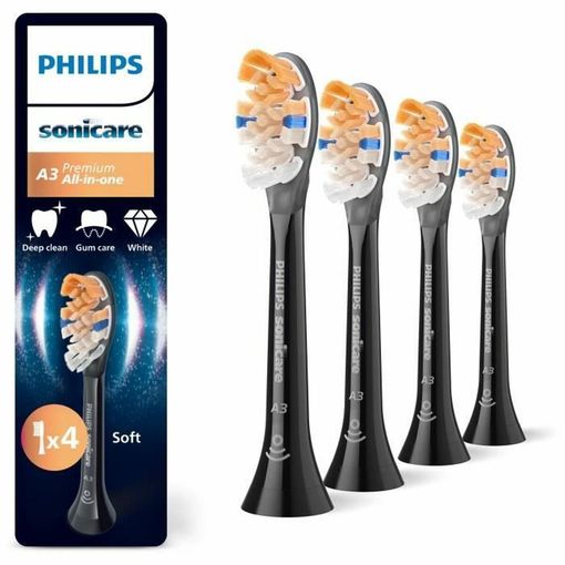 Koka zëvendësuese për brushë elektrike Philips Sonicare A3 Premium All-in-One HX9094/88 / 4 Copë - Zezë