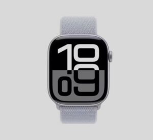 Apple Watch Series 10 GPS 46mm Silver Aluminium Case with Sport Loop - Blue Cloud