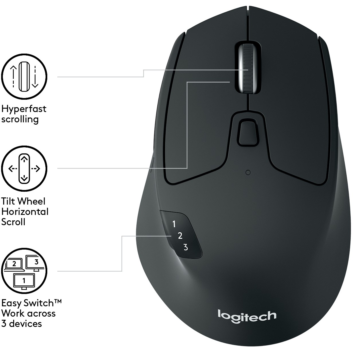 Maus pa Kabllo Logitech M720 Triathlon Bluetooth Optisch – Grafit - Figura 3