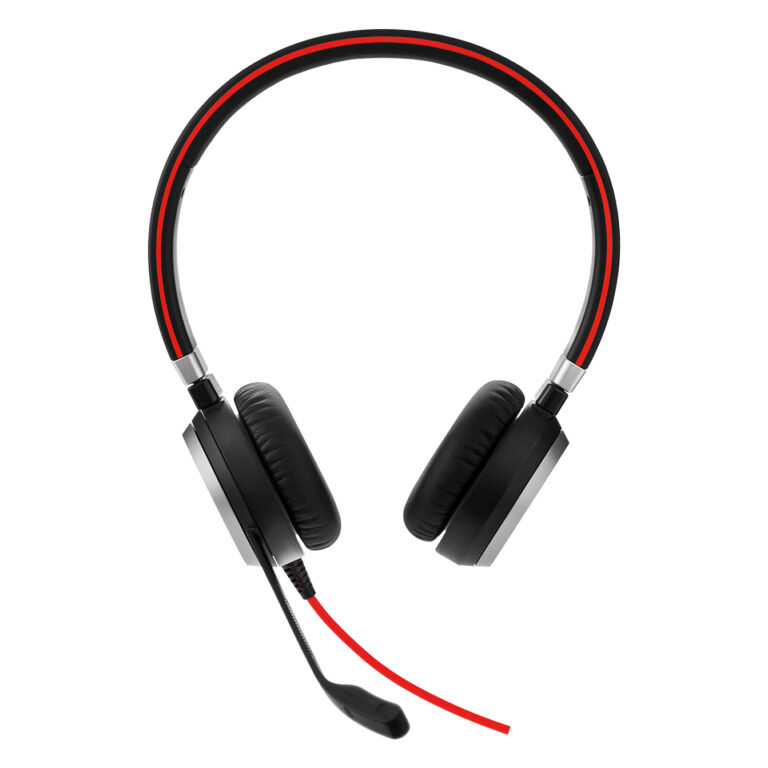 Kufje me kabllo Jabra Evolve 40 UC Duo / Noise Cancelling - Zezë / Kuqe
