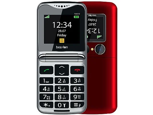 Beafon Fold 10 Silver Line – Big-Button Flip Phone – Kuq/Argjend