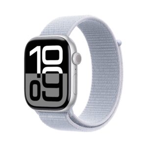 Apple Watch Series 10 GPS 46mm Silver Aluminium Case with Sport Loop - Blue Cloud