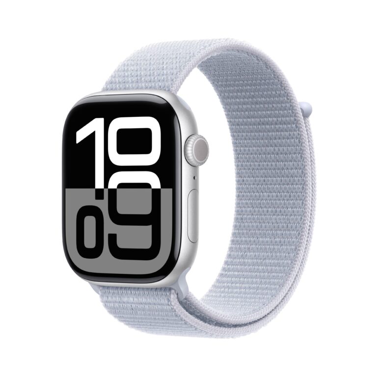 Apple Watch Series 10 GPS 46mm Silver Aluminium Case with Sport Loop - Blue Cloud