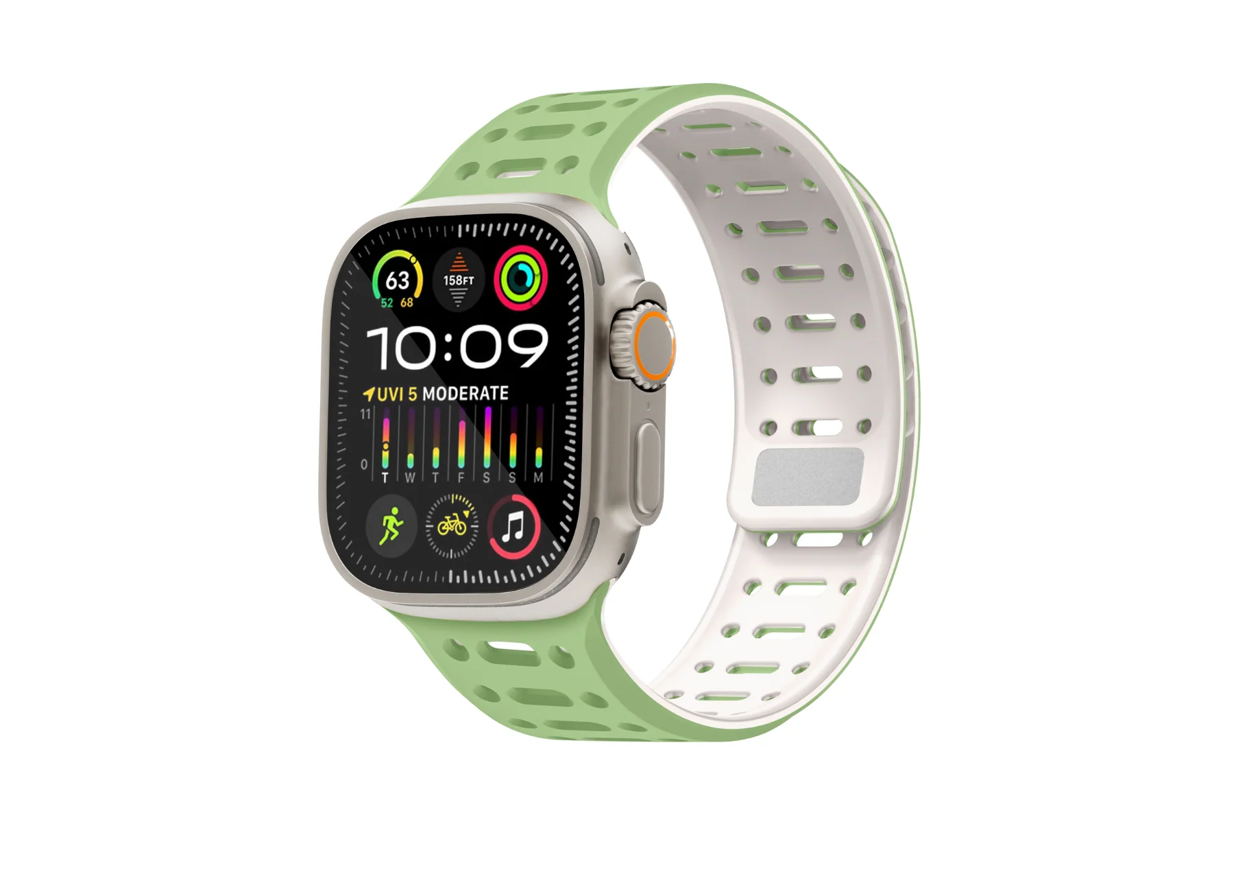 Premium Pro Band for Apple Watch  38/40/41/42mm (Series 10) – Gjelbër / Bardhë