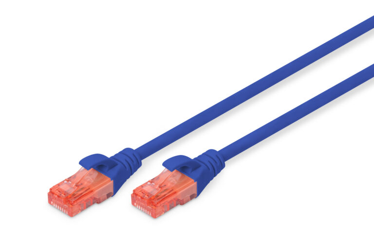 Kabllo për Rrjet DIGITUS Patch Cable Cat6 U/UTP 2xRJ45 1.0 m Latch Protection Polybag - Blu