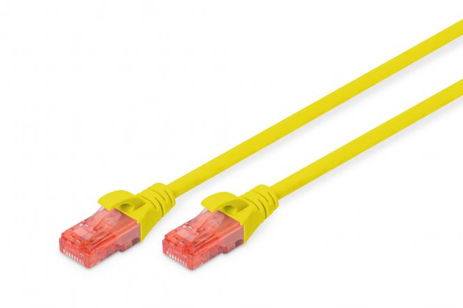 Kabllo për Rrjet DIGITUS Patch Cable Cat6 U/UTP 2xRJ45 1.0 m Latch Protection Polybag - Verdhë