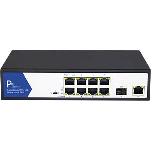VALUE 8-Port Gigabit PoE+ Switch 8x LAN 1x Gigabit Uplink 1x SFP 120W Managed Metal Switch SMB