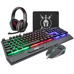 Set Gaming MS Elite C500 4n1 me Tastierë / RGB / 1.5m / 7D + Maus / 800-1600-2400-3200 DPI / 7 ngjyra / 1.5m + Kufje / 20Hz-25KHz / Sensitivity 105dB ± 3dB / 1.5m + MausPad / 300x250mm / 3mm / Anti-slip / E zezë
