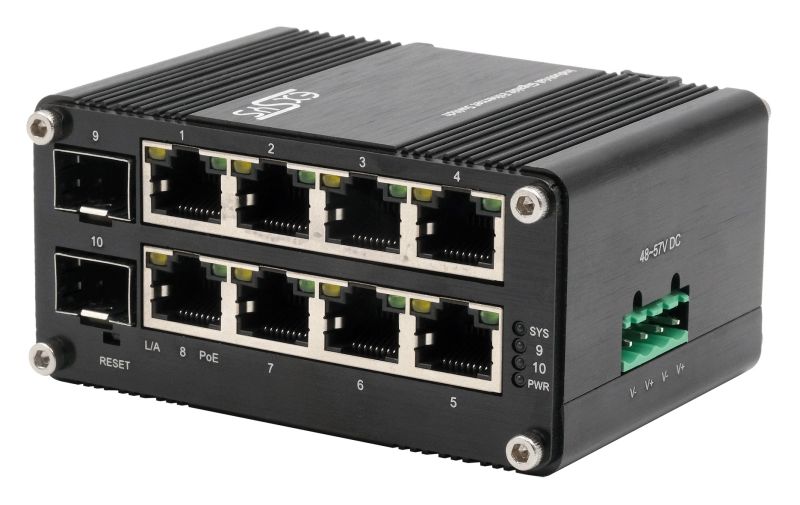 Switch EXSYS EX‑62035MPoE‑SFP / Industrial / Mini / 8+2 Port Gigabit / PoE+ / Web Managed