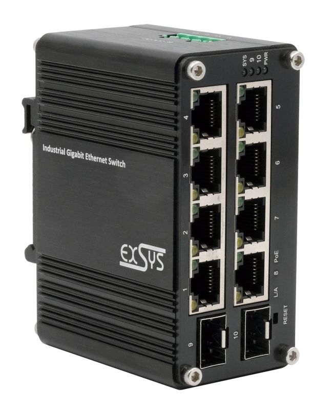 Switch EXSYS EX‑62035MPoE‑SFP / Industrial / Mini / 8+2 Port Gigabit / PoE+ / Web Managed - Figura 2