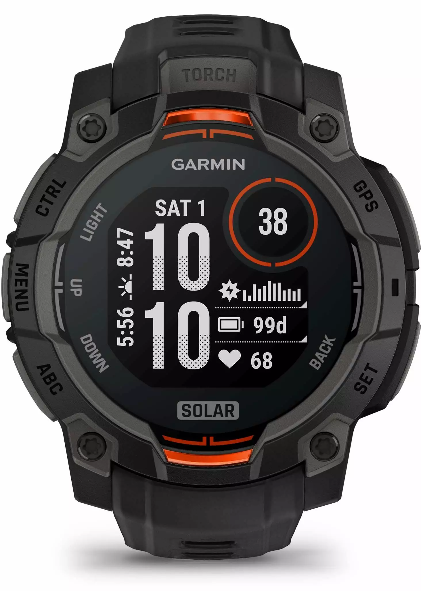 Orë e mençur Garmin Wearable Instinct 3 Solar – 45mm – Zezë/Portokalli