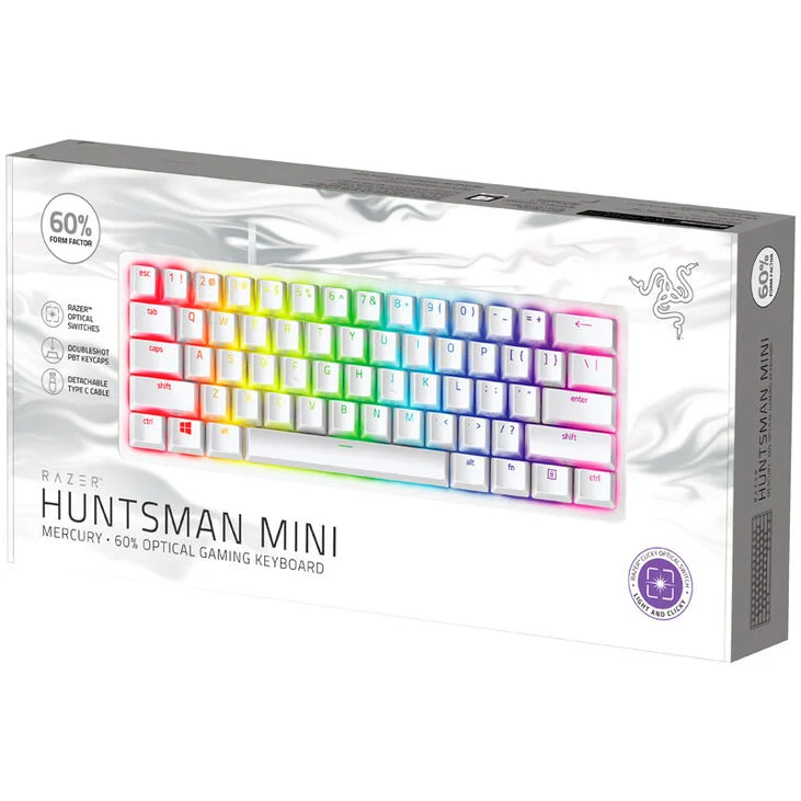 Tastierë Gaming Razer Huntsman Mini Mercury Mechanical Keyboard / Wired / Compact / QWERTY - Bardhë - Figura 3