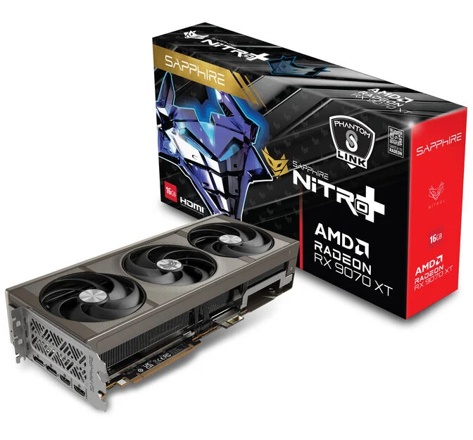 Kartë Grafike AMD Radeon RX 9070 XT / 16GB / Sapphire NITRO+ PhantomLink Gaming OC / GDDR6 / 3 Fan