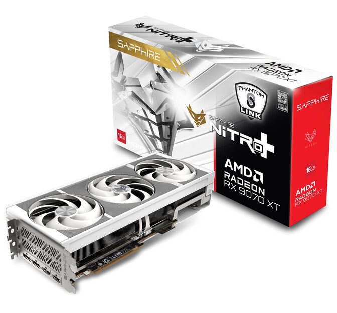 Kartë Grafike AMD Radeon RX 9070 XT / 16GB / Sapphire NITRO+ Gaming OC PhantomLink Polar / GDDR6 / 3 Fan