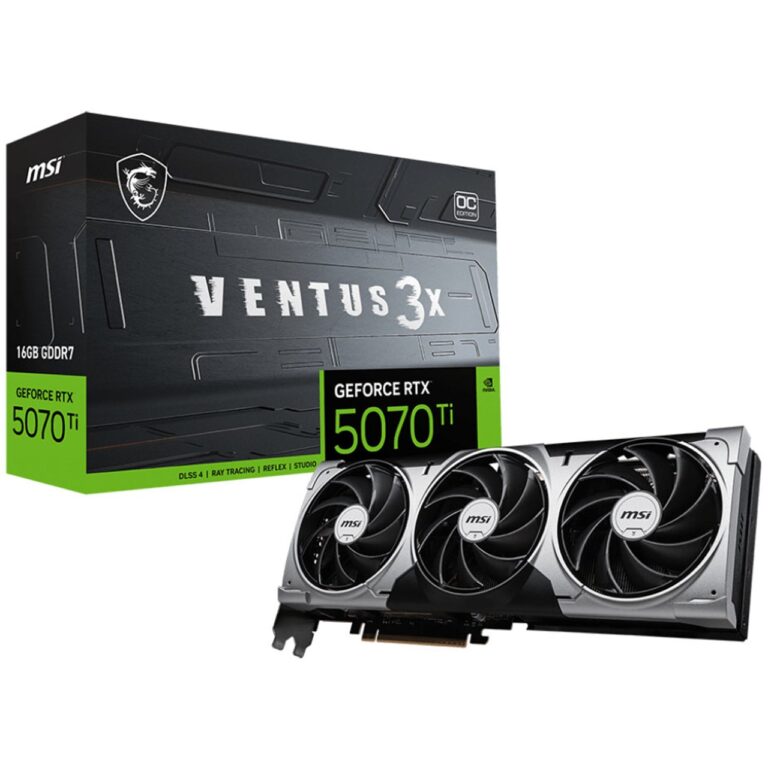 Kartë Grafike NVIDIA MSI GeForce RTX 5070 Ti 16GB VENTUS 3X OC GDDR7 PCIe 5.0 Triple Fan
