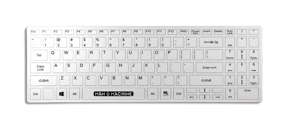 Tastierë Pa kabllo Man & Machine It’s Cool Flat Keyboard / DE Layout / Wired/Wireless / Silicone - Bardhë
