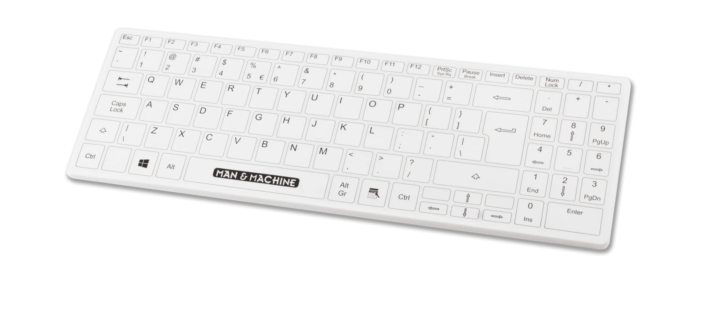 Tastierë Pa kabllo Man & Machine It’s Cool Keyboard / DE Layout / USB / Hygienic Silicone / 99 Keys - Bardhë