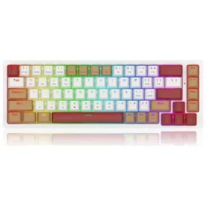 Tastierë Gaming Redragon K677WLR-RGB-PRO Rammus - Bardhë / Kuqe / Kafe