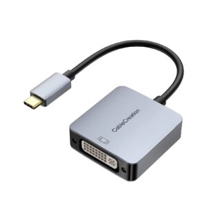 Konverter USB Type-C / Mashkull në DVI Female / 15cm / me pina / Hiri