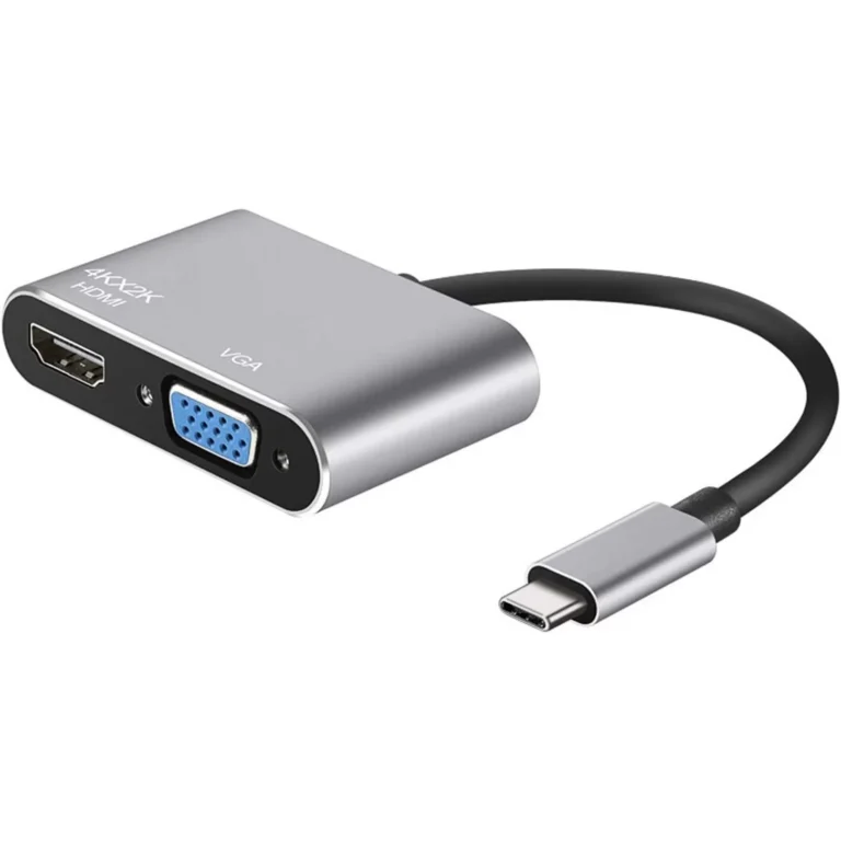 Konvertues USB Type-C / në VGA / HDMI- 4K 30Hz / 15cm / Hiri