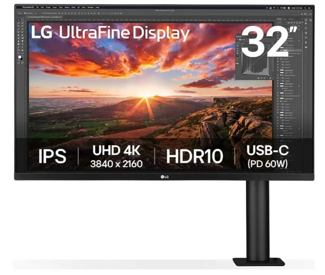 Monitor LG UltraFine Ergo 32UN880K-B / 31.5"/ 4K UHD IPS / 60Hz / 5ms / HDMI+DP+USB-C - Zezë