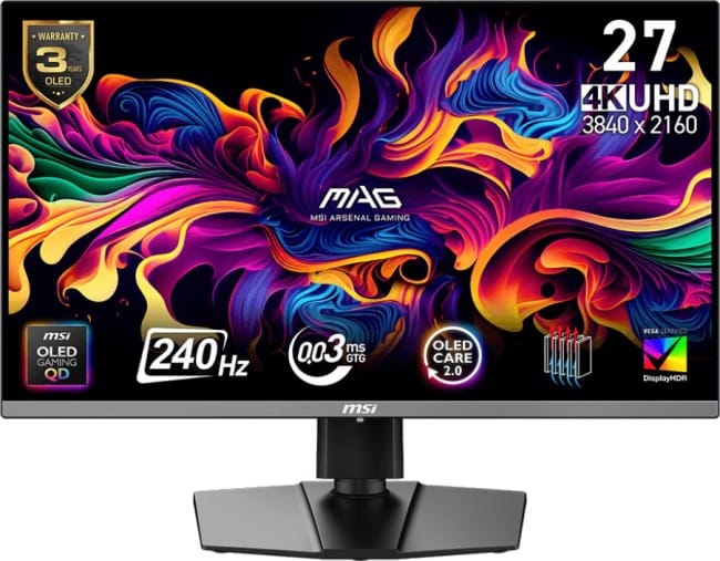 Monitor Gaming MSI MAG 272UP / 26.5"/ 4K Ultra HD QD-OLED / 240Hz / 0.03 ms / HDMI+USB+DP - Zezë
