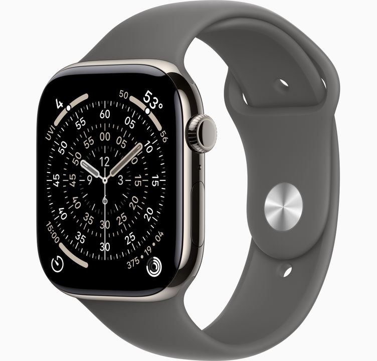 Apple Watch Series 11 Titanium Natural Cellular 46mm with Stone Grey Sport Band (M/L)