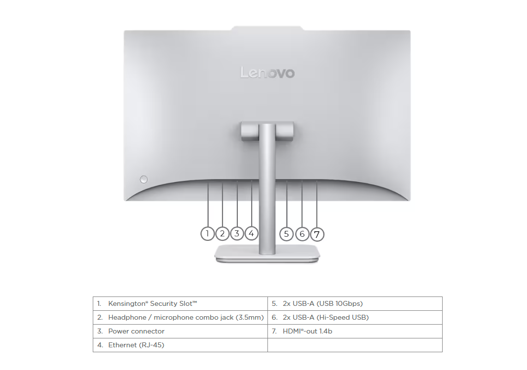 AIO Lenovo A100 / Core i3-N305 / 16GB / 512GB / 23.8' Full HD IPS AG / Intel UHD Graphics / HD Camera / Maus + Tastier - Cloud Gri - Figura 3