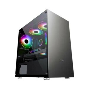 Kasë Gaming MSI Fighter S300 / Micro ATX / 2xUSB 2.0 / 1xUSB 3.0 / 2x3.5" Internal / 4x2.5" Internal / Dust filter / Supports water cooling / Tempered glass on the side / 365x210x385mm / Ngjyrë hiri
