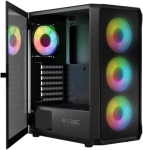 Kasë Logic Portos ARGB Midi-Tower – Zezë