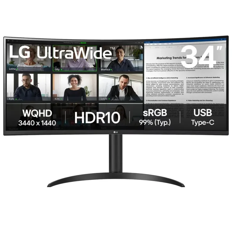 Monitor LG Ultra Wide 34WR55QK-B.AEU / 34"/  WQHD VA Curved / 100Hz / 5ms / HDMI+DP+USB-C - Zezë