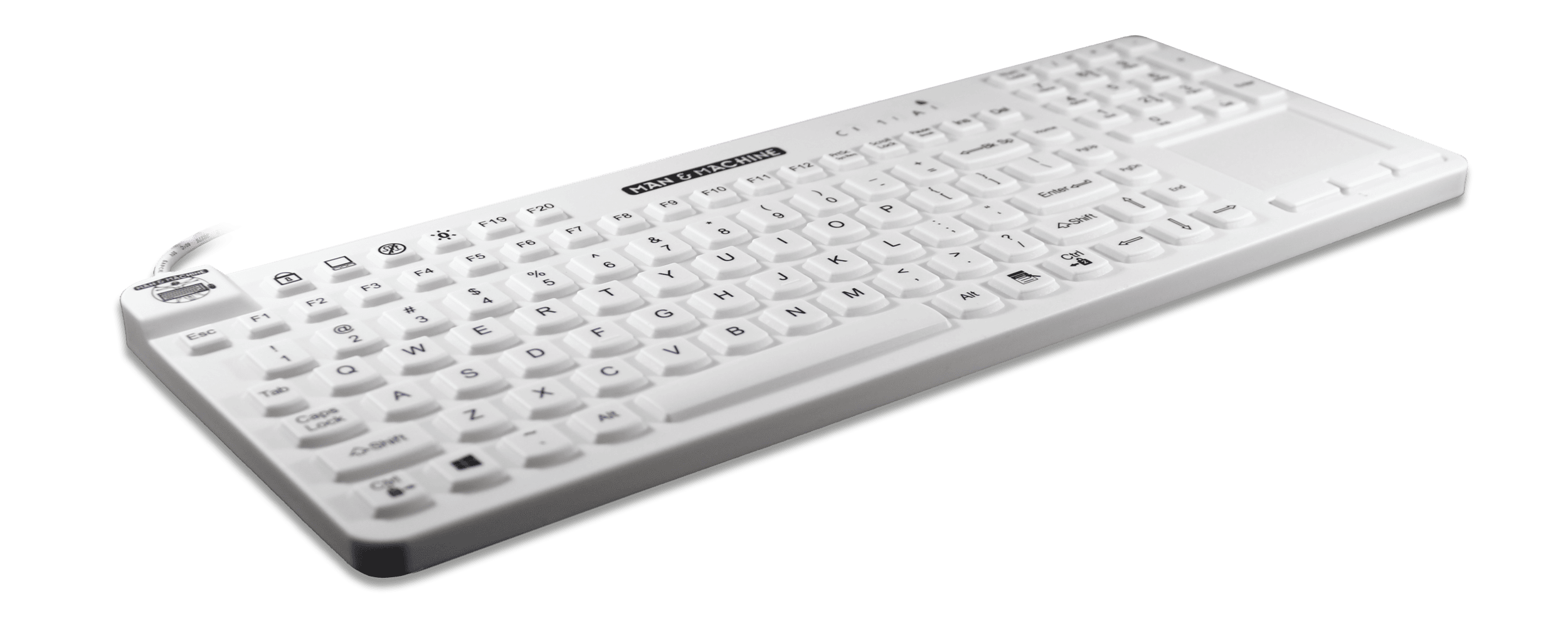 Tastierë Pa kabllo Man & Machine Really Cool Touch Keyboard / DE Layout / USB / Hygienic Silicone - Bardhë