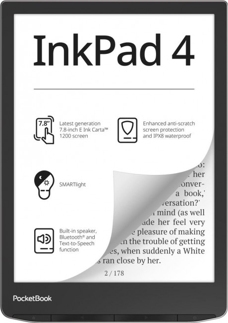 E-book PocketBook 743 InkPad 4 / 7.8 inch / 1GB / 32GB / Touchscreen / Bluetooth / Wi-Fi / Silver