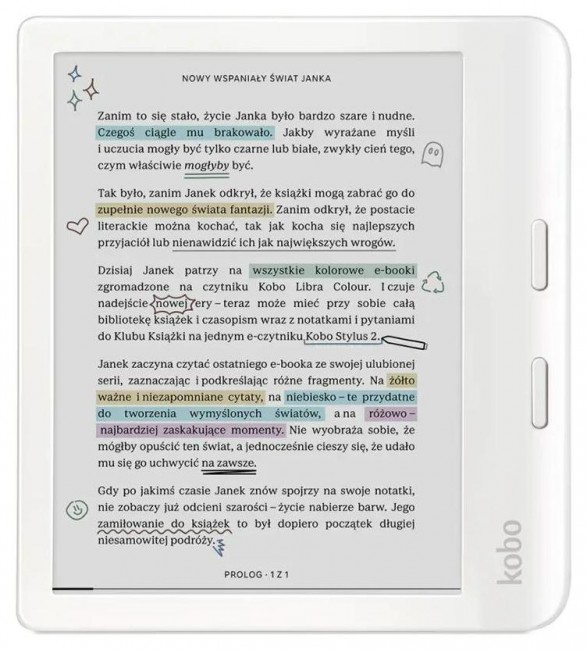 E-book Kobo Libra Colour / 7 inch / 1GB / 32GB / Touchscreen / Bluetooth / Wi-Fi / E bardhë
