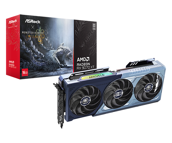Kartelë Grafike (GPU) RX 9070 XT 16GB ASRock Monster Hunter Wilds Edition | GDDR6 | 3Fan