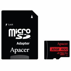 MicroSDXC Card Apacer / 32GB / UHS-I U1 V10 A1 / R100 – up to 100/25 MB/s + Adapter
