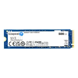 SSD e brendshme Kingston NV3 / 500GB / M.2 2280 / PCIe 4.0 x4 NVMe / Read 5000 MB/s / Write 3000 MB/s / NAND 3D / 22x80x2.3mm / 20G (10-1000Hz)