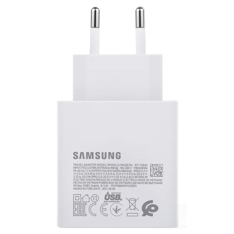 Samsung EP-TA865 Fast Charger 65W USB-C / Bulk– Bardhë - Figura 2